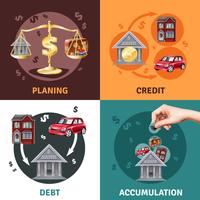 Debt Credit Concept 4 Flat Icons  vector