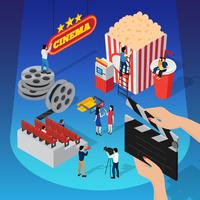 Spotlight Cinema Isometric Concept vector