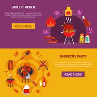 Grill Chiken En Barbacoa Fiesta Plana vector