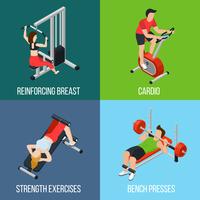 Gym People Isolated Icon Set vector
