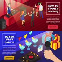 Discoteque Party Isometric Banners vector