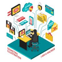 Hacker Isometric Illustration vector