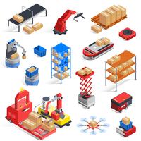 Warehouse Robots Icon Set vector