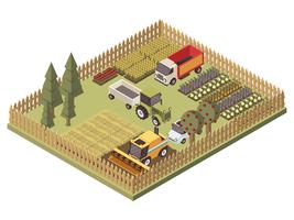 Agricultural Vehicles Isometric Design vector