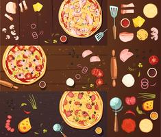 Cocinar De Pizza Banners Set vector