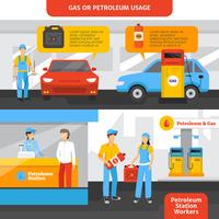 Gas Station Workers Banners Set vector