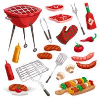 BBQ Grill Elements Set vector