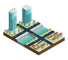 Isometric Skyscrapers And Suburban Houses