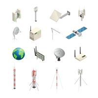 Wireless Communication Equipment Isometric Icons vector