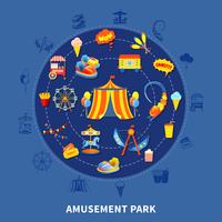 Amusement park set vector illustration