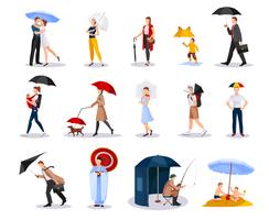 People With Umbrellas Collection  vector