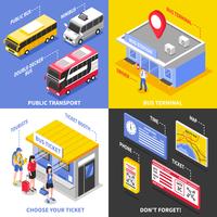 Bus Terminal Isometric Design Concept vector