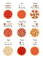 Cartel de infografía de ingredientes de pizza vector