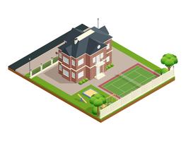 Suburb House Isometric Composition