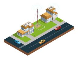 City Wireless Communication Isometric Composition vector