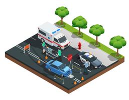 Isometric Car Accidents Composition vector