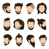 Men Hairstyle Icons Set  vector