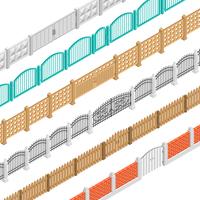 Fences And Gate Isometric Elements  vector