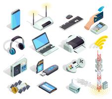 Wireless Technology Devices Isometric Icons Set