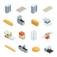 Bakery Factory Isometric Icon Set vector