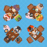 Business People In Cafe Top View Composition vector