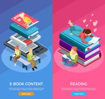 Isometric Vertical Reading Banner Set vector