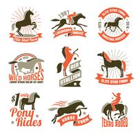Horse breeding labels emblems set vector