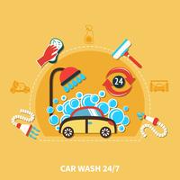 24h Car Wash Composition vector