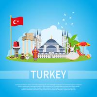 Turkey Flat Composition vector