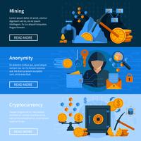 Virtual Currency Flat Style Banners Set