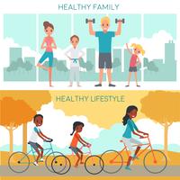 Banners horizontales de familia activa vector