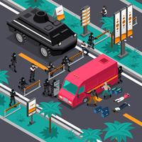 Swat In Action Isometric Composition Poster  vector