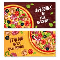 Banners horizontales de pizza italiana vector