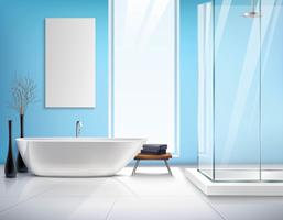 Realistic Bathroom Interior Design vector