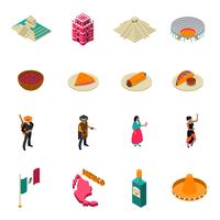 Mexico Touristic Attractions Isometric Icons Collection  vector