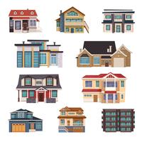 Colección de casas suburbanas vector