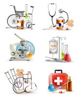 Conjunto de elementos de suministros médicos vector