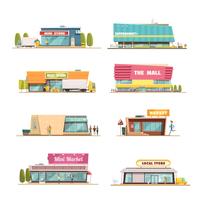 Store Buildings Set vector