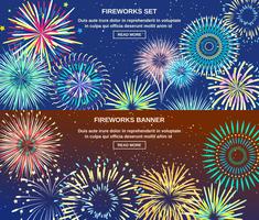 Exploding Of Fireworks Horizontal Banners  vector