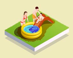 Inflatable Pool Family Composition vector