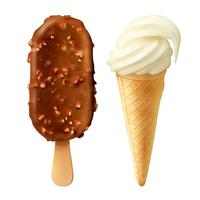 Food 2 Ice Creams  Realistic Set vector