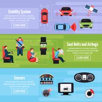 Car Safety Systems Horizontal Banners vector