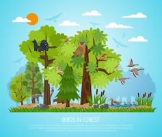 Poster Of Birds In Forest vector
