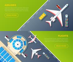Airport Top View Horizontal Banners Set vector