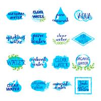 Conjunto de etiquetas de agua retro vector
