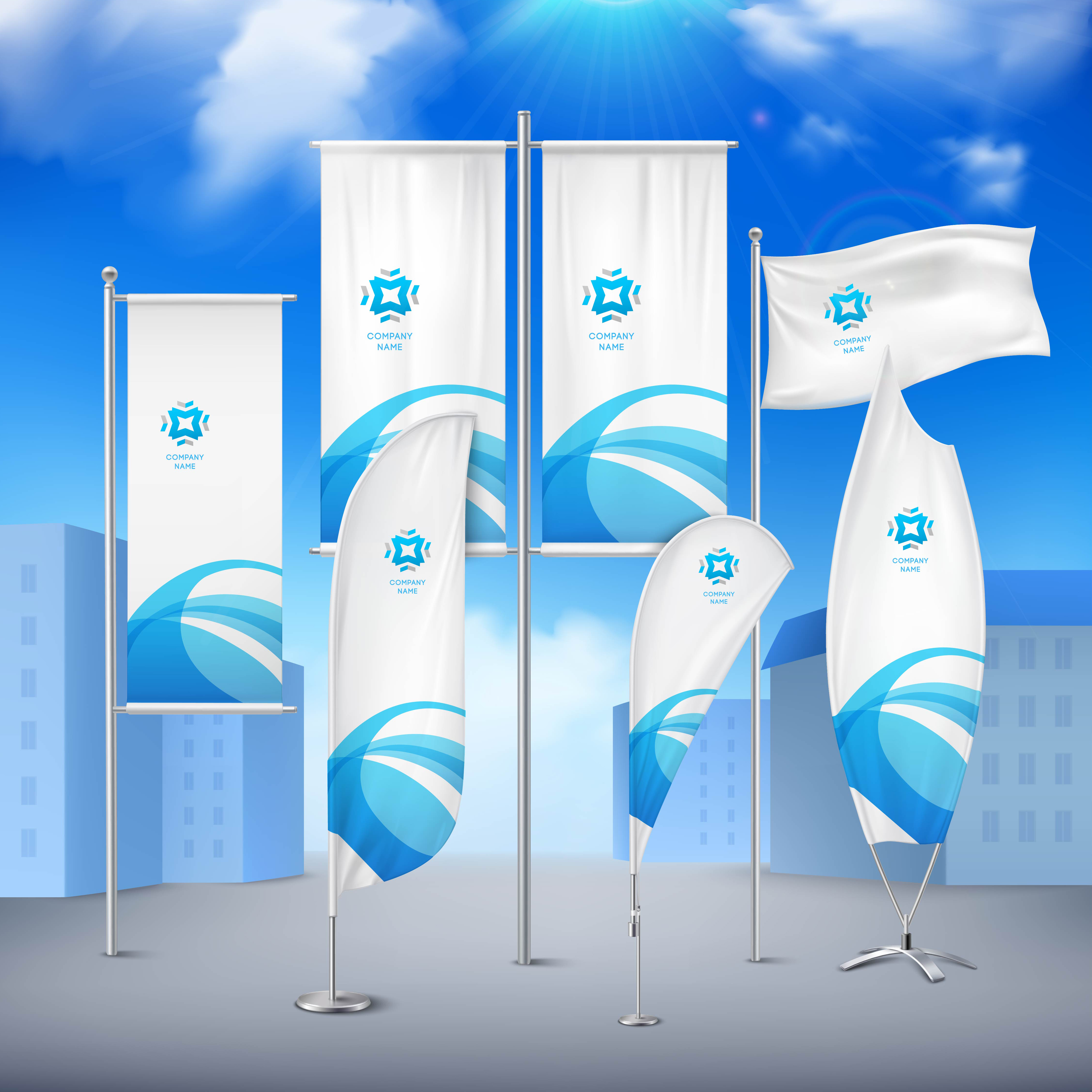Flag Banners Collection Color Sky Background Download Free