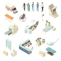 Isometric Hospital Icons Set vector