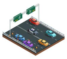 Accidentes de coche composición isométrica vector