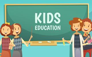 Kids Primary Education Cartoon Poster  vector