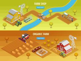 Farm Isometric Horizontal Banners  vector